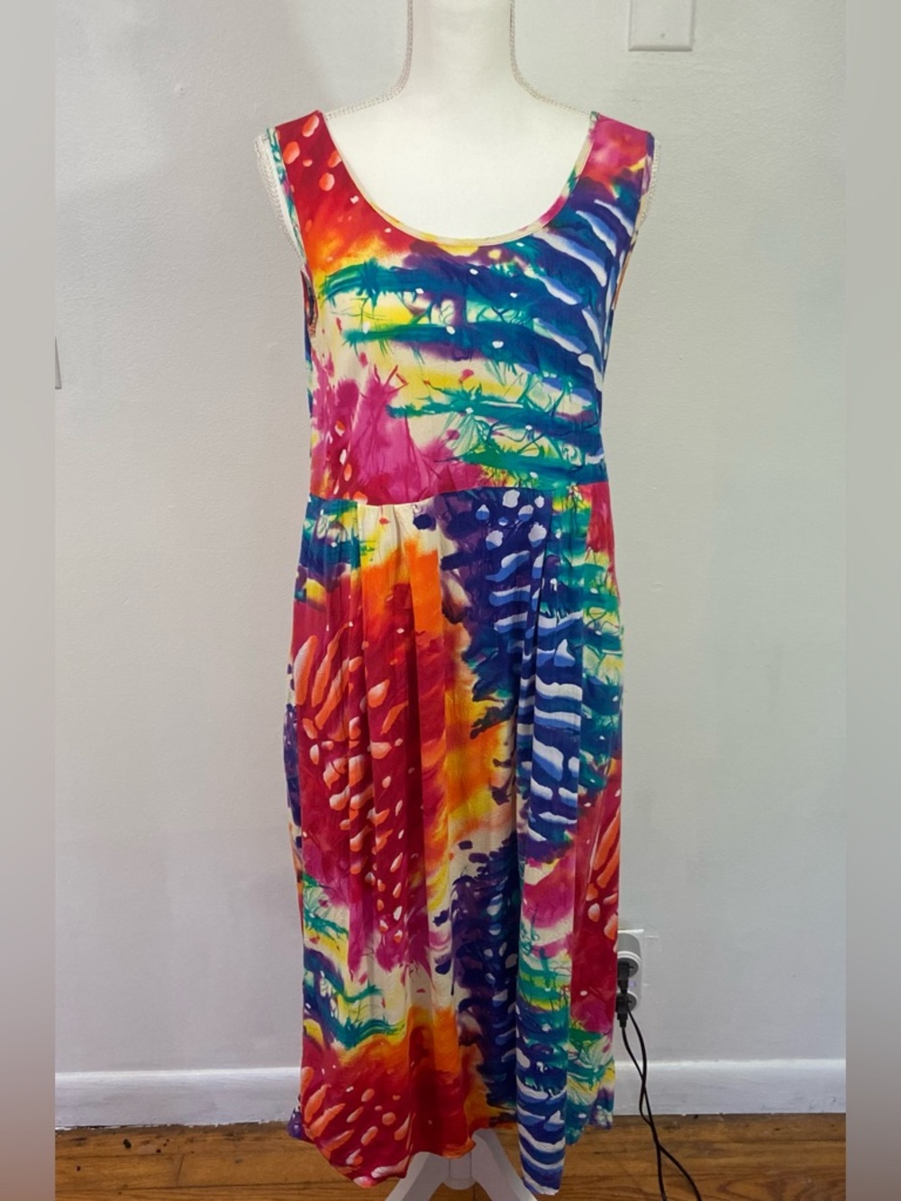 Vintage Jams World Hawaii Retro Resort Empire Waist Sleeveless Midi Dress Small